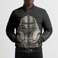 Taharqa Bomber Puffer Jacket with Black Pharaoh Portrait, 25th Dynasty of Egypt Text and Nubian-Inspired - African Pride