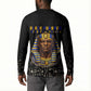 Taharqa Button Sweatshirt with Black Pharaoh Portrait, 25th Dynasty of Egypt Text and Nubian-Inspired
