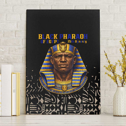 Taharqa Canvas Wall Art with Black Pharaoh Portrait, 25th Dynasty of Egypt Text and Nubian-Inspired - African Pride
