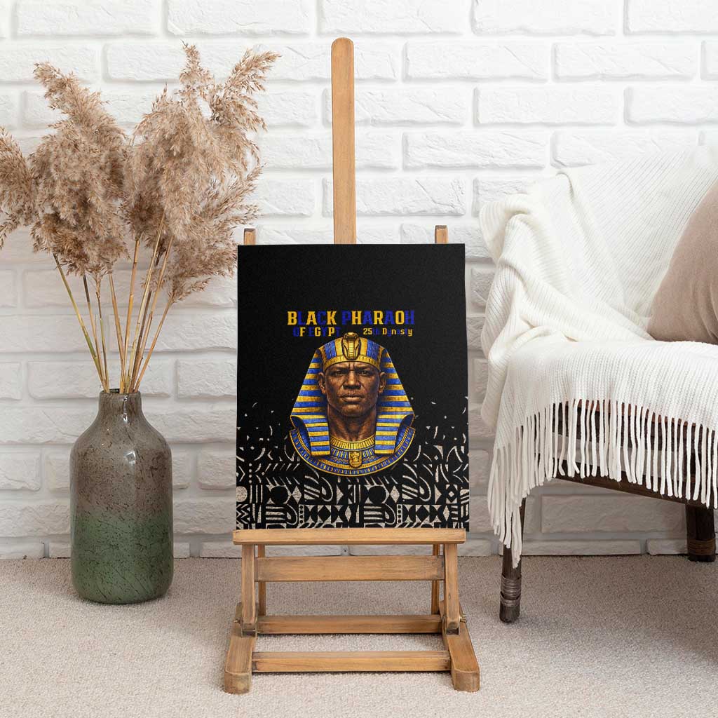 Taharqa Canvas Wall Art with Black Pharaoh Portrait, 25th Dynasty of Egypt Text and Nubian-Inspired - African Pride