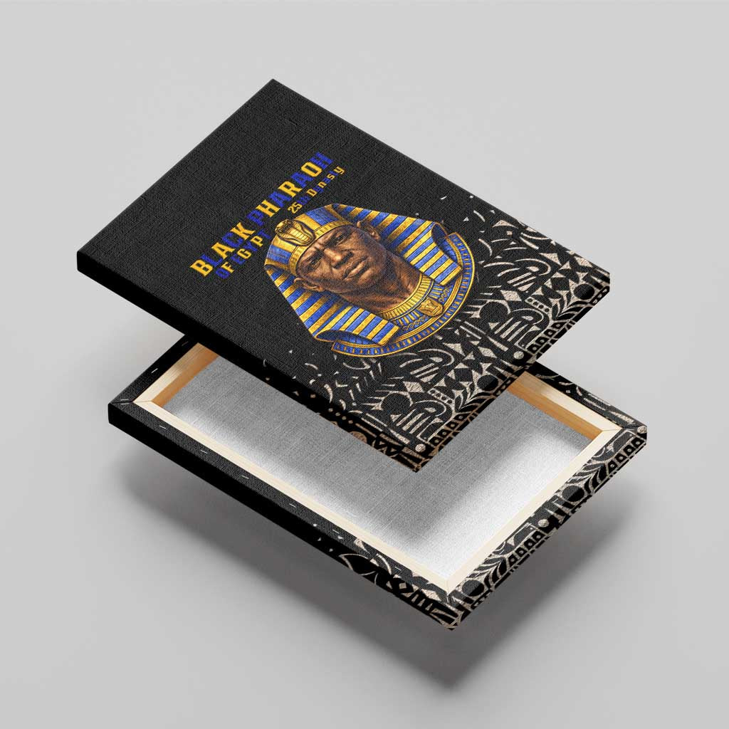 Taharqa Canvas Wall Art with Black Pharaoh Portrait, 25th Dynasty of Egypt Text and Nubian-Inspired - African Pride