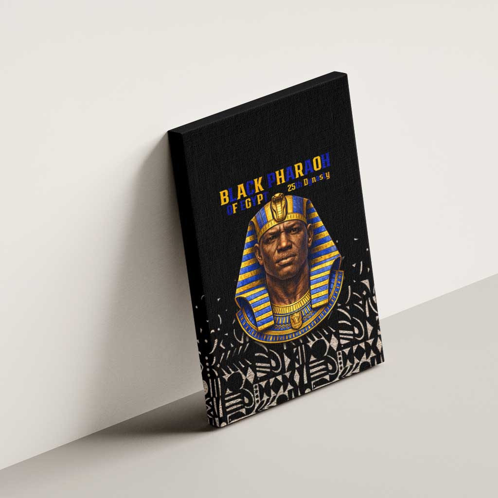 Taharqa Canvas Wall Art with Black Pharaoh Portrait, 25th Dynasty of Egypt Text and Nubian-Inspired - African Pride