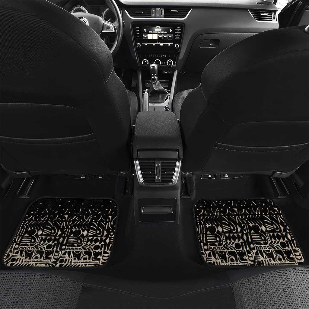 Taharqa Car Mats with Black Pharaoh Portrait, 25th Dynasty of Egypt Text and Nubian-Inspired - African Pride