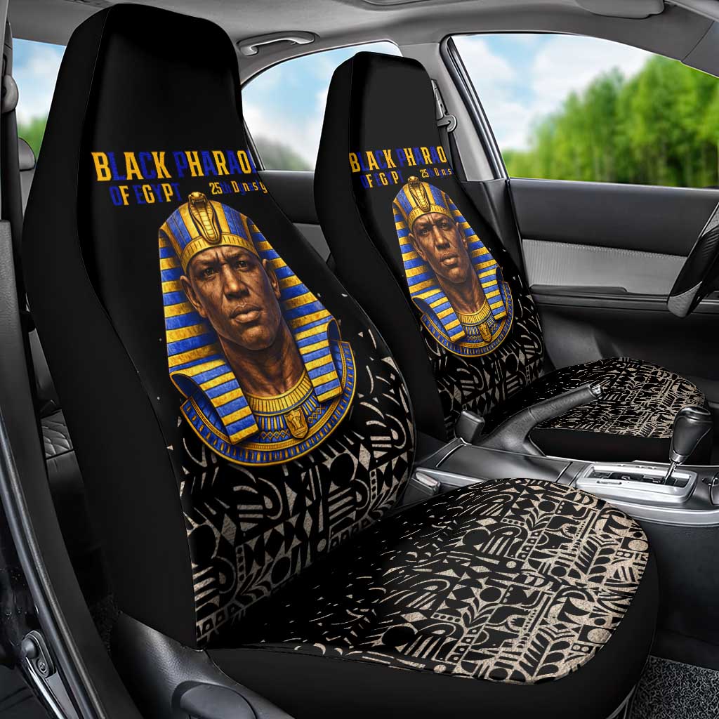 Taharqa Car Seat Cover with Black Pharaoh Portrait, 25th Dynasty of Egypt Text and Nubian-Inspired - African Pride