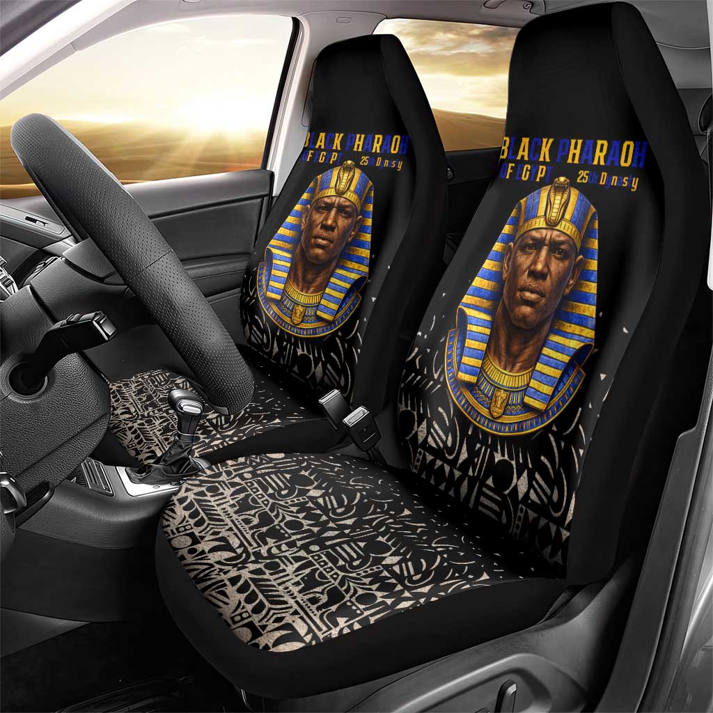 Taharqa Car Seat Cover with Black Pharaoh Portrait, 25th Dynasty of Egypt Text and Nubian-Inspired - African Pride