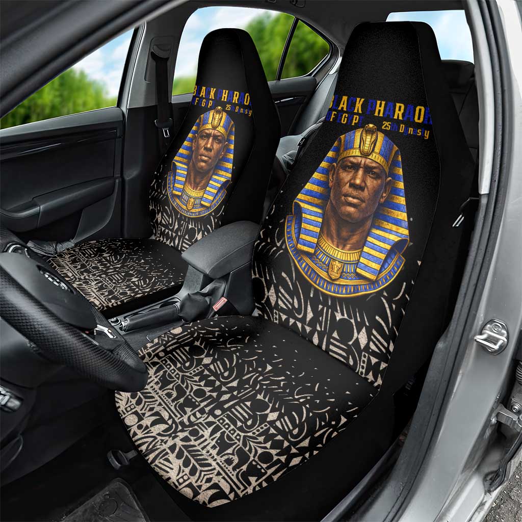 Taharqa Car Seat Cover with Black Pharaoh Portrait, 25th Dynasty of Egypt Text and Nubian-Inspired - African Pride