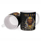 Taharqa Ceramic Mug with Black Pharaoh Portrait, 25th Dynasty of Egypt Text and Nubian-Inspired - African Pride