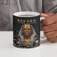 Taharqa Ceramic Mug with Black Pharaoh Portrait, 25th Dynasty of Egypt Text and Nubian-Inspired - African Pride