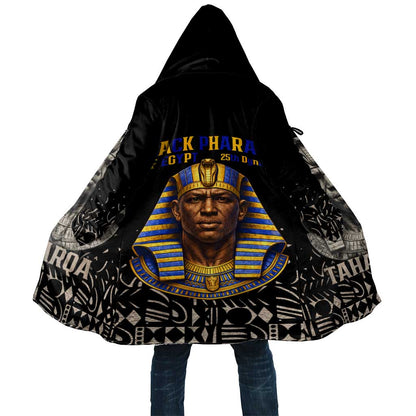 Taharqa Cloak with Black Pharaoh Portrait, 25th Dynasty of Egypt Text and Nubian-Inspired - African Pride