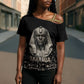 Taharqa Cross Shoulder Shirt with Black Pharaoh Portrait, 25th Dynasty of Egypt Text and Nubian-Inspired - African Pride