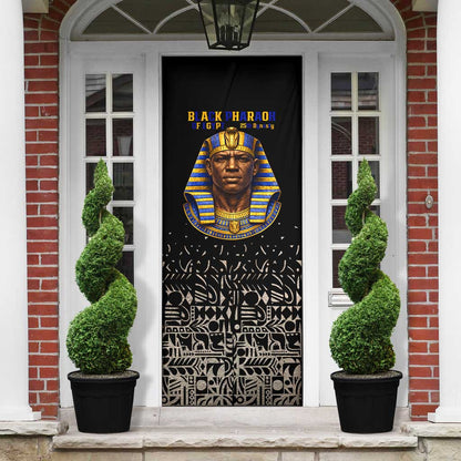Taharqa Door Cover with Black Pharaoh Portrait, 25th Dynasty of Egypt Text and Nubian-Inspired - African Pride