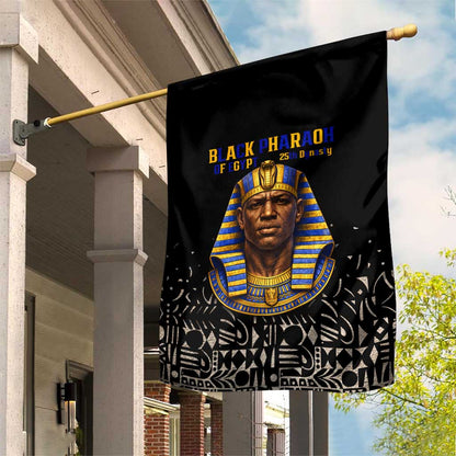 Taharqa Garden Flag with Black Pharaoh Portrait, 25th Dynasty of Egypt Text and Nubian-Inspired - African Pride