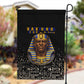 Taharqa Garden Flag with Black Pharaoh Portrait, 25th Dynasty of Egypt Text and Nubian-Inspired - African Pride