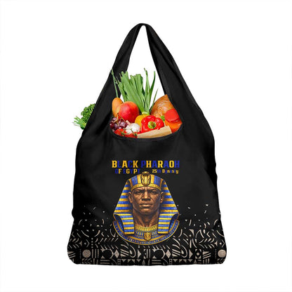 Taharqa Grocery Bag with Black Pharaoh Portrait, 25th Dynasty of Egypt Text and Nubian-Inspired - African Pride