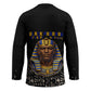Taharqa Hockey Jersey with Black Pharaoh Portrait, 25th Dynasty of Egypt Text and Nubian-Inspired - African Pride