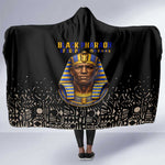 Taharqa Hooded Blanket with Black Pharaoh Portrait, 25th Dynasty of Egypt Text and Nubian-Inspired - African Pride