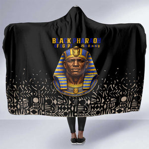 Taharqa Hooded Blanket with Black Pharaoh Portrait, 25th Dynasty of Egypt Text and Nubian-Inspired - African Pride