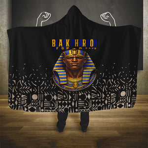 Taharqa Hooded Blanket with Black Pharaoh Portrait, 25th Dynasty of Egypt Text and Nubian-Inspired - African Pride