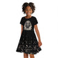 Taharqa Kid Short Sleeve Dress with Black Pharaoh Portrait, 25th Dynasty of Egypt Text and Nubian-Inspired - African Pride