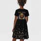 Taharqa Kid Short Sleeve Dress with Black Pharaoh Portrait, 25th Dynasty of Egypt Text and Nubian-Inspired - African Pride
