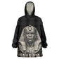 Taharqa Kid Wearable Blanket Hoodie with Black Pharaoh Portrait, 25th Dynasty of Egypt Text and Nubian-Inspired - African Pride