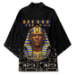 Taharqa Kimono with Black Pharaoh Portrait, 25th Dynasty of Egypt Text and Nubian-Inspired - African Pride