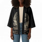 Taharqa Kimono with Black Pharaoh Portrait, 25th Dynasty of Egypt Text and Nubian-Inspired - African Pride