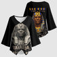 Taharqa Kimono Sleeve Blouse with Black Pharaoh Portrait, 25th Dynasty of Egypt Text and Nubian-Inspired - African Pride