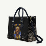 Taharqa Leather Bag with Black Pharaoh Portrait, 25th Dynasty of Egypt Text and Nubian-Inspired - African Pride