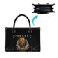Taharqa Leather Bag with Black Pharaoh Portrait, 25th Dynasty of Egypt Text and Nubian-Inspired - African Pride