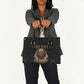Taharqa Leather Bag with Black Pharaoh Portrait, 25th Dynasty of Egypt Text and Nubian-Inspired - African Pride