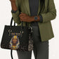 Taharqa Leather Bag with Black Pharaoh Portrait, 25th Dynasty of Egypt Text and Nubian-Inspired - African Pride
