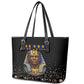 Taharqa Leather Tote Bag with Black Pharaoh Portrait, 25th Dynasty of Egypt Text and Nubian-Inspired - African Pride