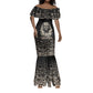 Taharqa Mermaid Dress with Black Pharaoh Portrait, 25th Dynasty of Egypt Text and Nubian-Inspired - African Pride