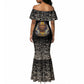 Taharqa Mermaid Dress with Black Pharaoh Portrait, 25th Dynasty of Egypt Text and Nubian-Inspired - African Pride