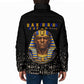 Taharqa Padded Jacket with Black Pharaoh Portrait, 25th Dynasty of Egypt Text and Nubian-Inspired - African Pride