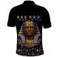 Taharqa Polo Shirt with Black Pharaoh Portrait, 25th Dynasty of Egypt Text and Nubian-Inspired - African Pride