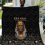 Taharqa Quilt with Black Pharaoh Portrait, 25th Dynasty of Egypt Text and Nubian-Inspired - African Pride