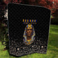 Taharqa Quilt with Black Pharaoh Portrait, 25th Dynasty of Egypt Text and Nubian-Inspired - African Pride