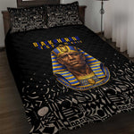 Taharqa Quilt Bed Set with Black Pharaoh Portrait, 25th Dynasty of Egypt Text and Nubian-Inspired - African Pride