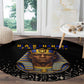 Taharqa Round Carpet with Black Pharaoh Portrait, 25th Dynasty of Egypt Text and Nubian-Inspired - African Pride