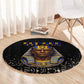 Taharqa Round Carpet with Black Pharaoh Portrait, 25th Dynasty of Egypt Text and Nubian-Inspired - African Pride