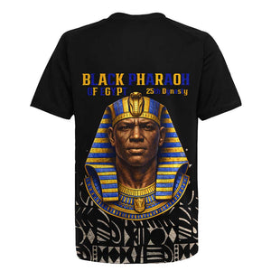 Taharqa Rugby Jersey with Black Pharaoh Portrait, 25th Dynasty of Egypt Text and Nubian-Inspired - African Pride