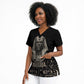 Taharqa Scrub Top with Black Pharaoh Portrait, 25th Dynasty of Egypt Text and Nubian-Inspired - African Pride