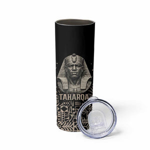 Taharqa Skinny Tumbler with Black Pharaoh Portrait, 25th Dynasty of Egypt Text and Nubian-Inspired - African Pride
