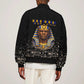 Taharqa Sleeve Zip Bomber Jacket with Black Pharaoh Portrait, 25th Dynasty of Egypt Text and Nubian-Inspired - African Pride