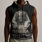 Taharqa Sleeveless Hoodie with Black Pharaoh Portrait, 25th Dynasty of Egypt Text and Nubian-Inspired - African Pride