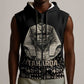 Taharqa Sleeveless Zip Hoodie with Black Pharaoh Portrait, 25th Dynasty of Egypt Text and Nubian-Inspired - African Pride