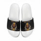 Taharqa Slide Sandals with Black Pharaoh Portrait, 25th Dynasty of Egypt Text and Nubian-Inspired - African Pride
