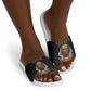 Taharqa Slide Sandals with Black Pharaoh Portrait, 25th Dynasty of Egypt Text and Nubian-Inspired - African Pride